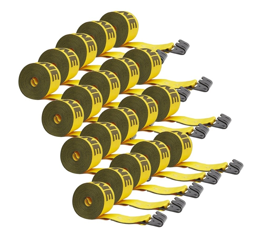 (20 Pack) Kinedyne 4" x 30' Winch Strap with Flat Hook - Gold