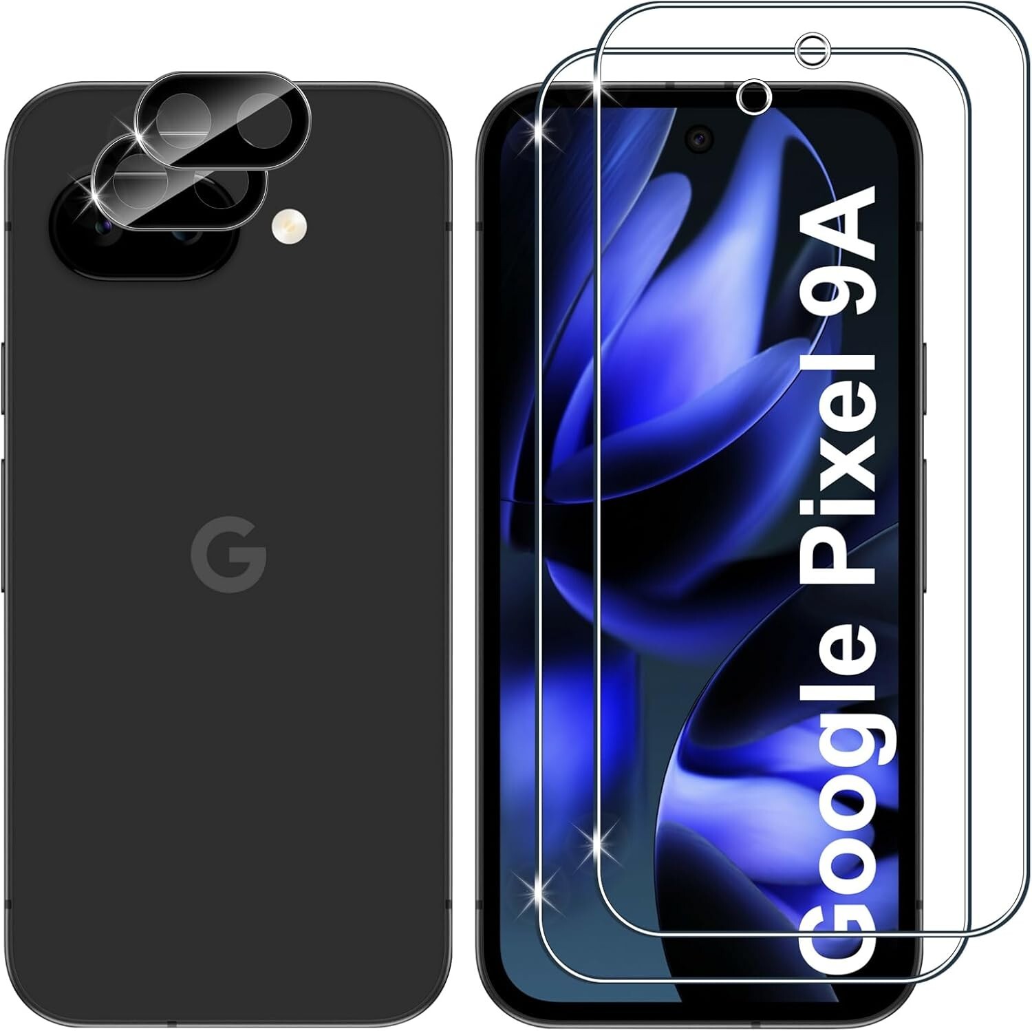 2x protective glass (screen + camera) for Google Pixel 9A bulletproof film full screen