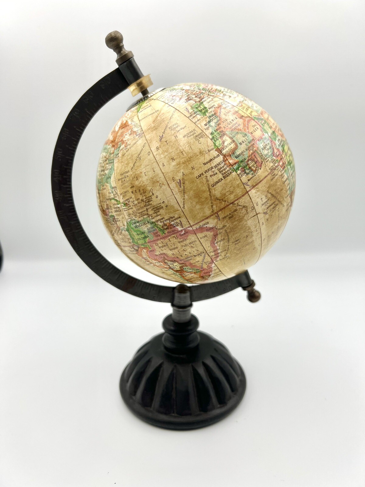 Educational Political Reference Laminated Rotating World Globe metal arc 10"Tall