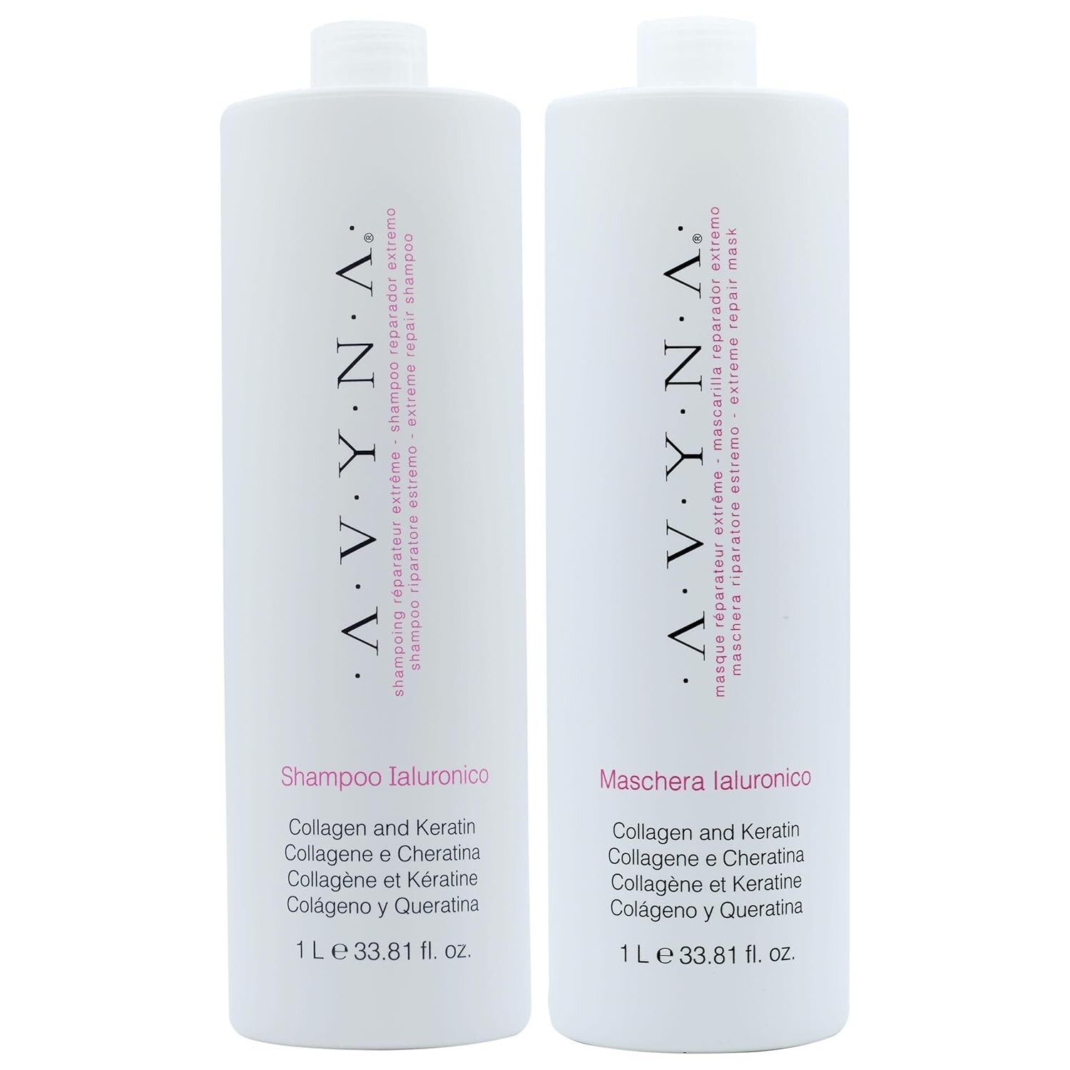 AVYNA Hyaluronic Shampoo & Conditioner for Damaged Hair (1Lt. | 1000 ml)