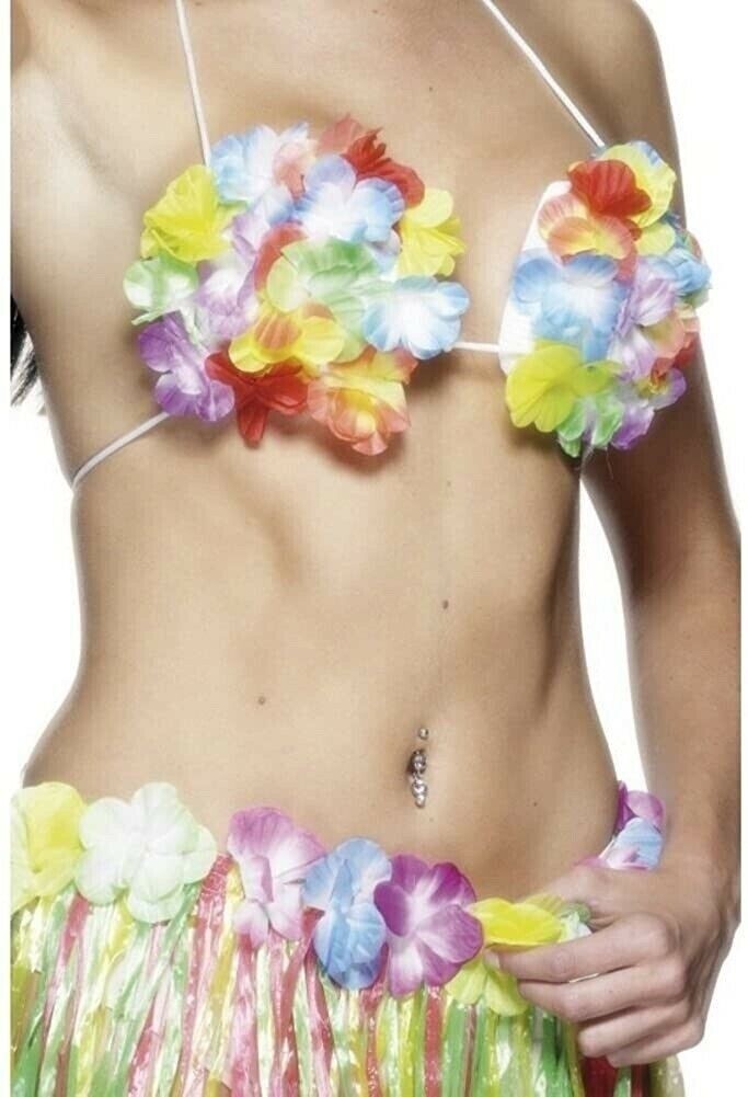 Hawaiian Hula Flower Bra Tropical Summer Beach Luau Party Costume Accessory NEW