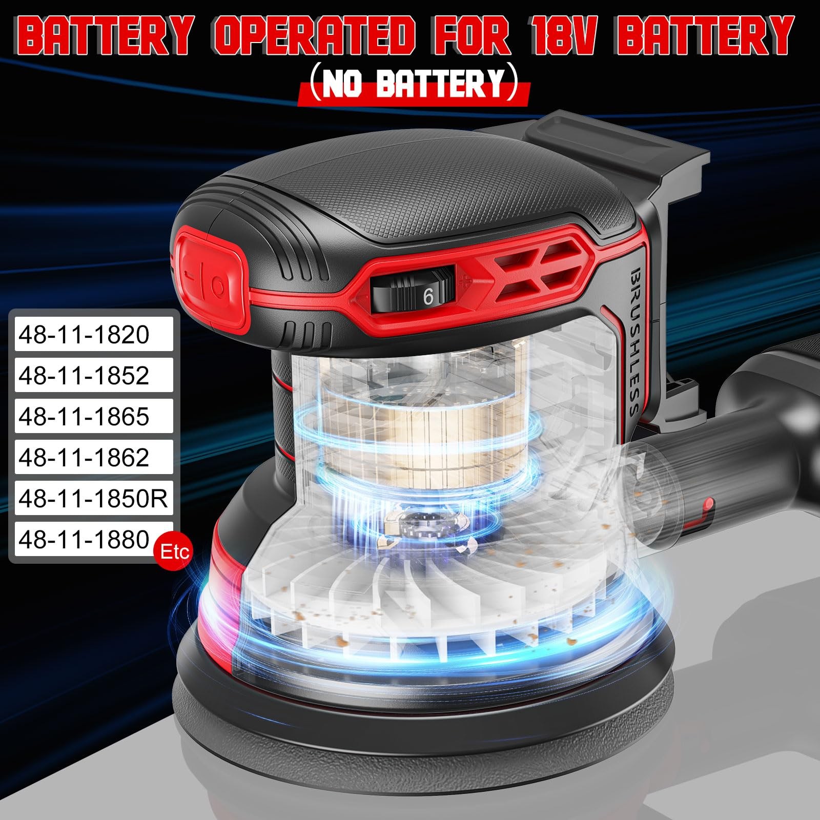 Cordless Orbital Sander Compatible For Milwaukee 18V, Electric Orbit Sander w...