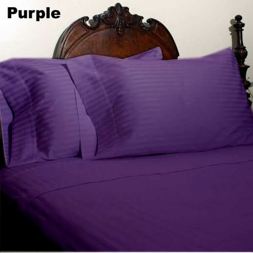 Bed Sheet Set Purple Striped 4pc Choose Size's 1000 Thread Count 100% Egy Cotton
