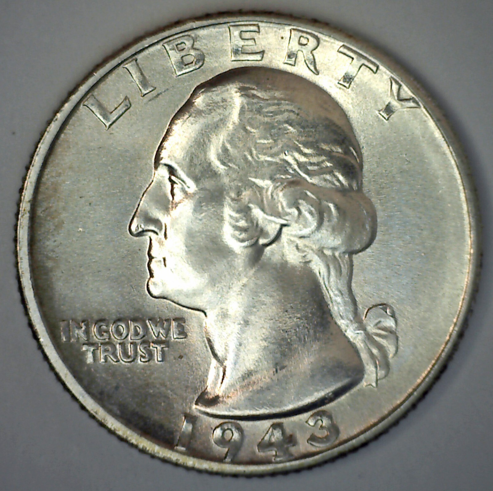 1943 Washington Quarter Coin 25c Silver Uncirculated Twenty-Five Cents