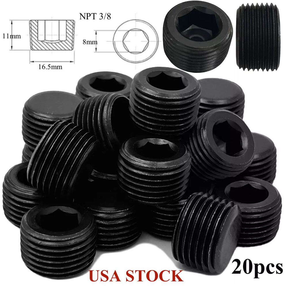 20x Male Thread Socket Car Pipe Plugs 3/8 NPT Pipe Allen Head Socket Plugs NEW