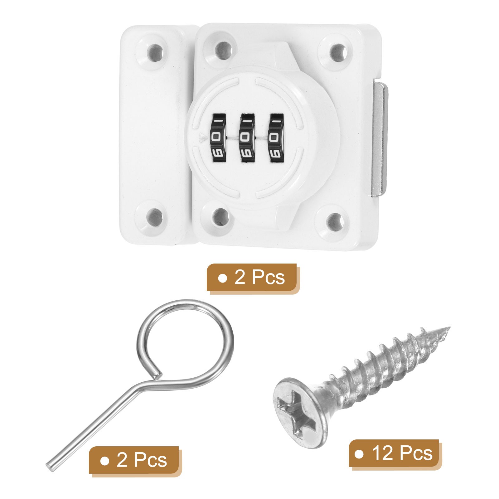 2Pcs Combination Cabinet Latch Mechanical Keyless Password Lock White