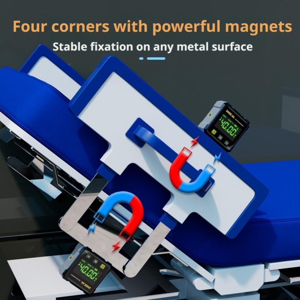4-Sided Magnetic Digital Angle Finder 360° LCD Laser Protractor Gauge