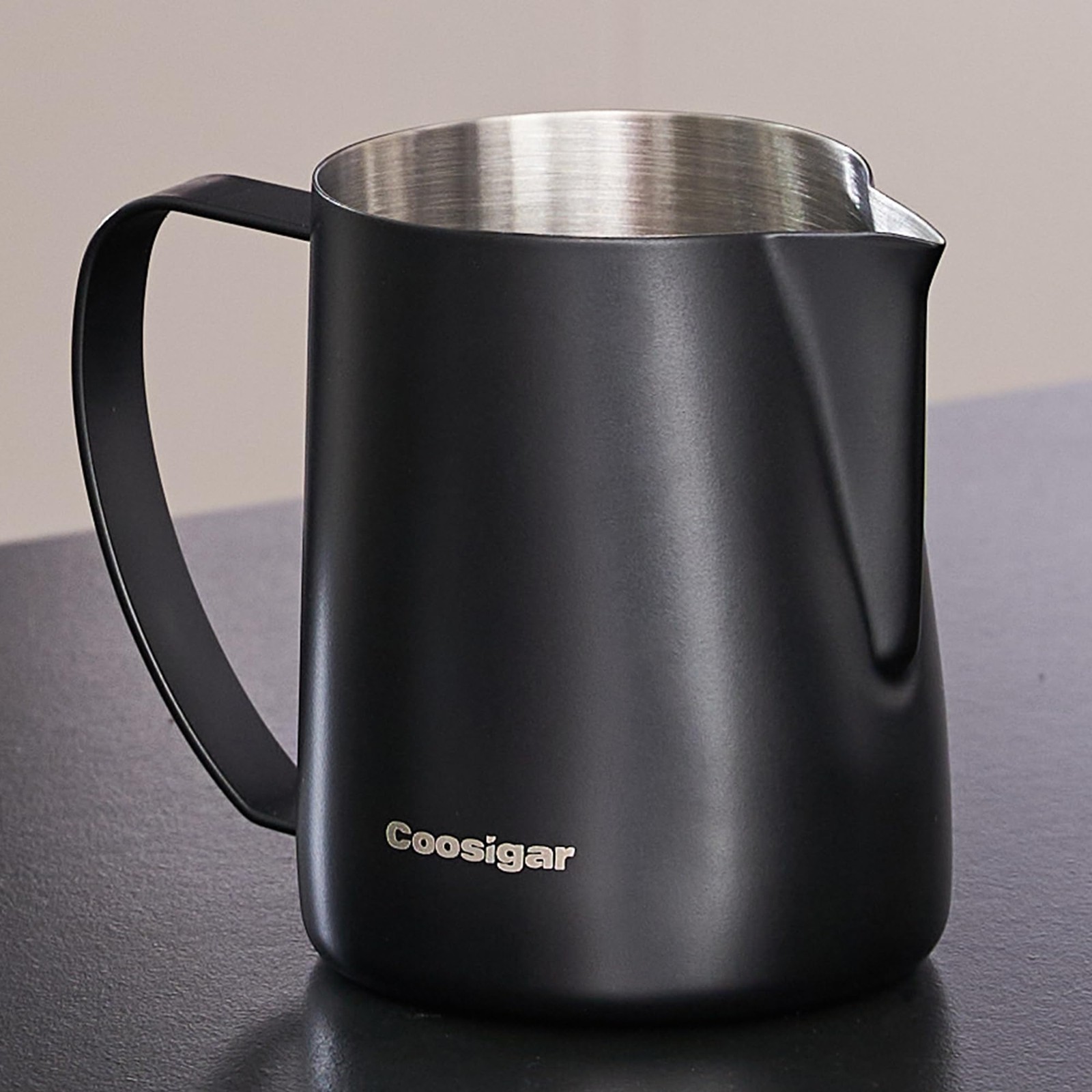 Milk Frothing Pitcher 600ml 20oz Stainless Steel Espresso Steaming Cup Black
