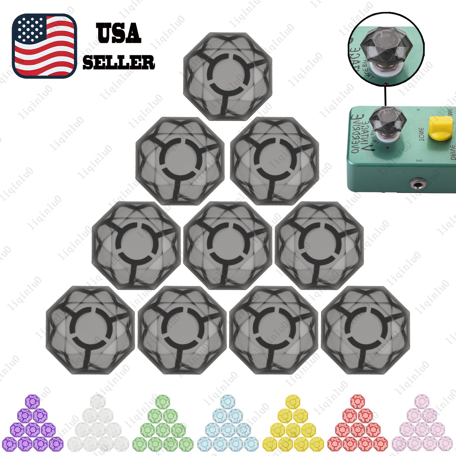 10PCS Guitar Effect Pedal Footswitch Topper  Foot Nail Diamond Shape Multicolors