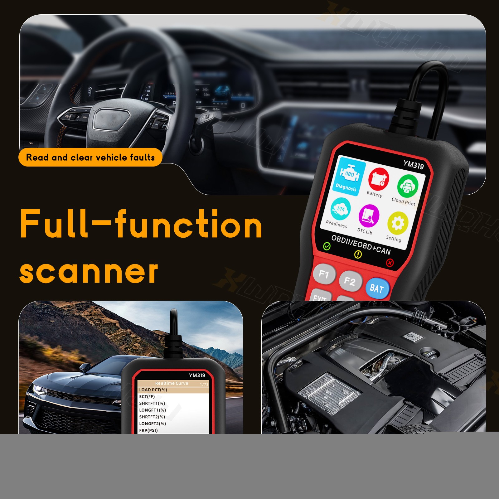 Car All System Bidirectional OBD2 Scanner Diagnostic SRS Oil