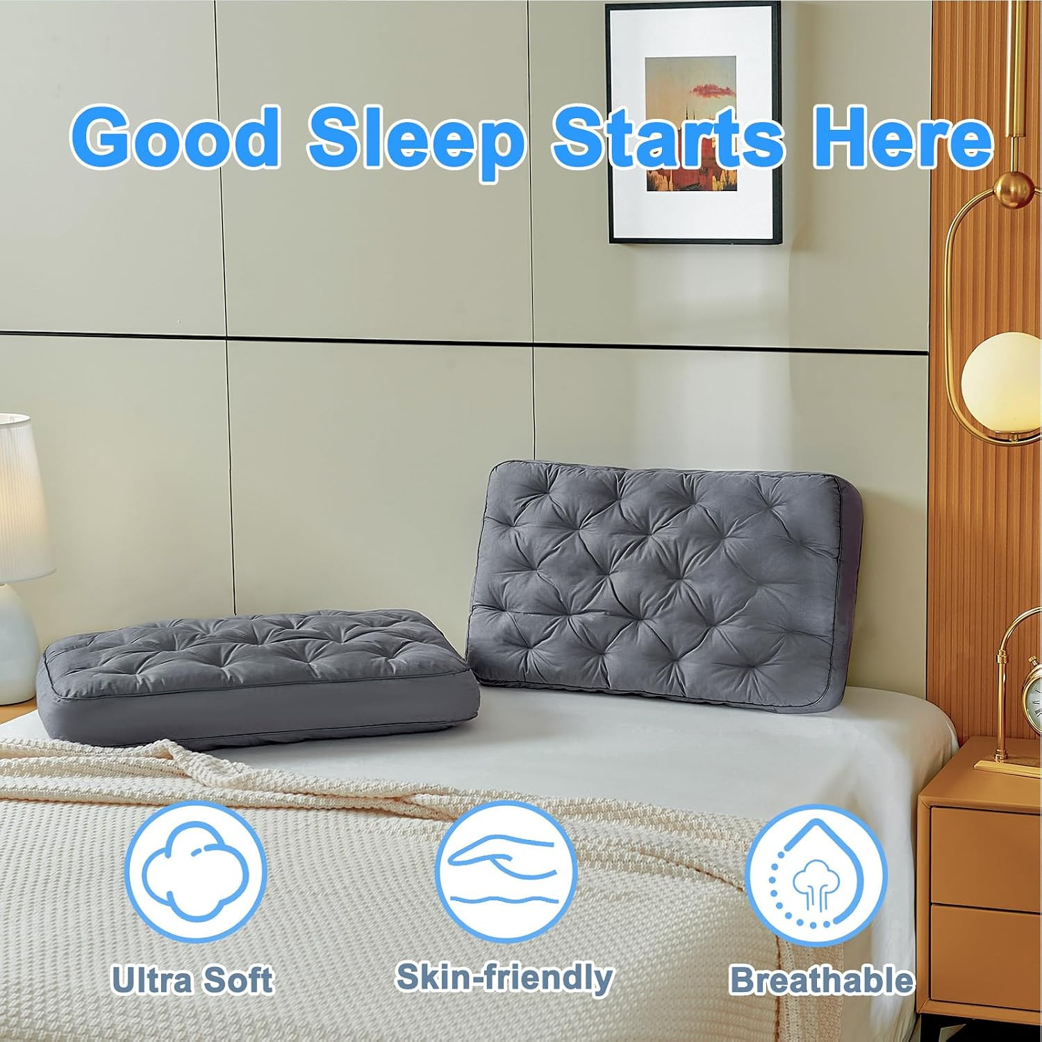 YOUR MOON Extra Soft Support Pillows Standard Size, Luxury Fluffy Down Alternati