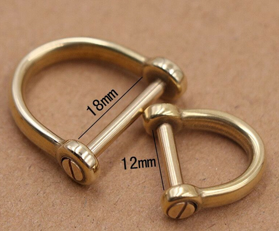 Solid Brass copper forged D shackle Leather pin for screw anchor hook Paracord