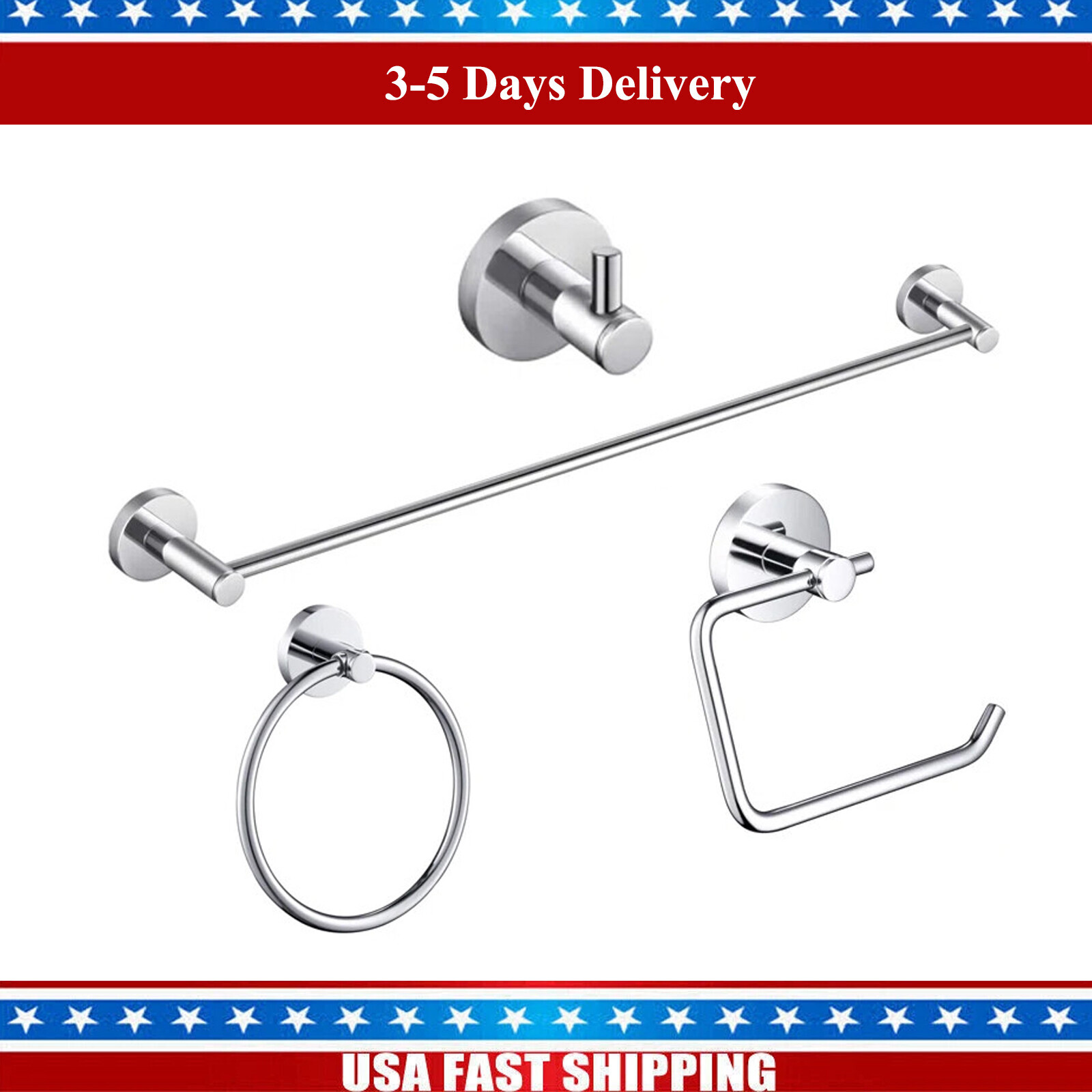 Bathroom Hardware Set Stainless Steel 4 PCS Towel Bar Set Bathroom Accessory USA