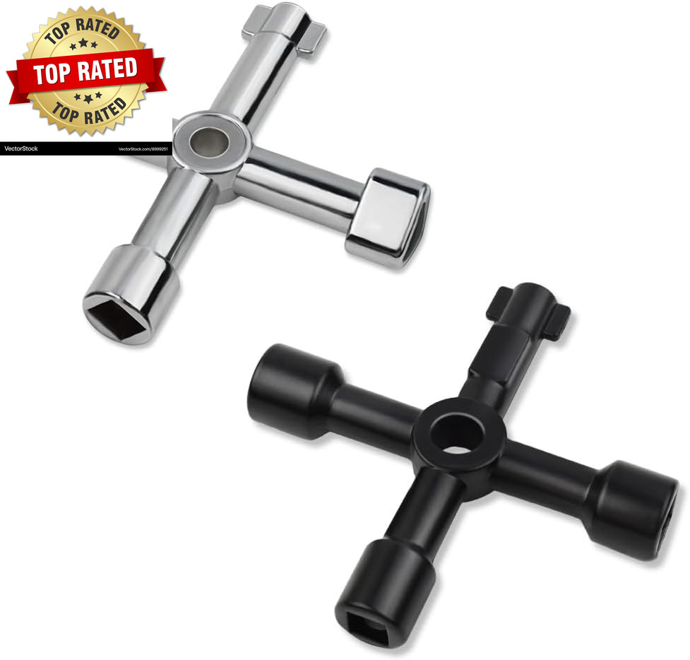 Triangle Multi-Functional Sillcock Key 4 Way Square Wrench Water Utility Key