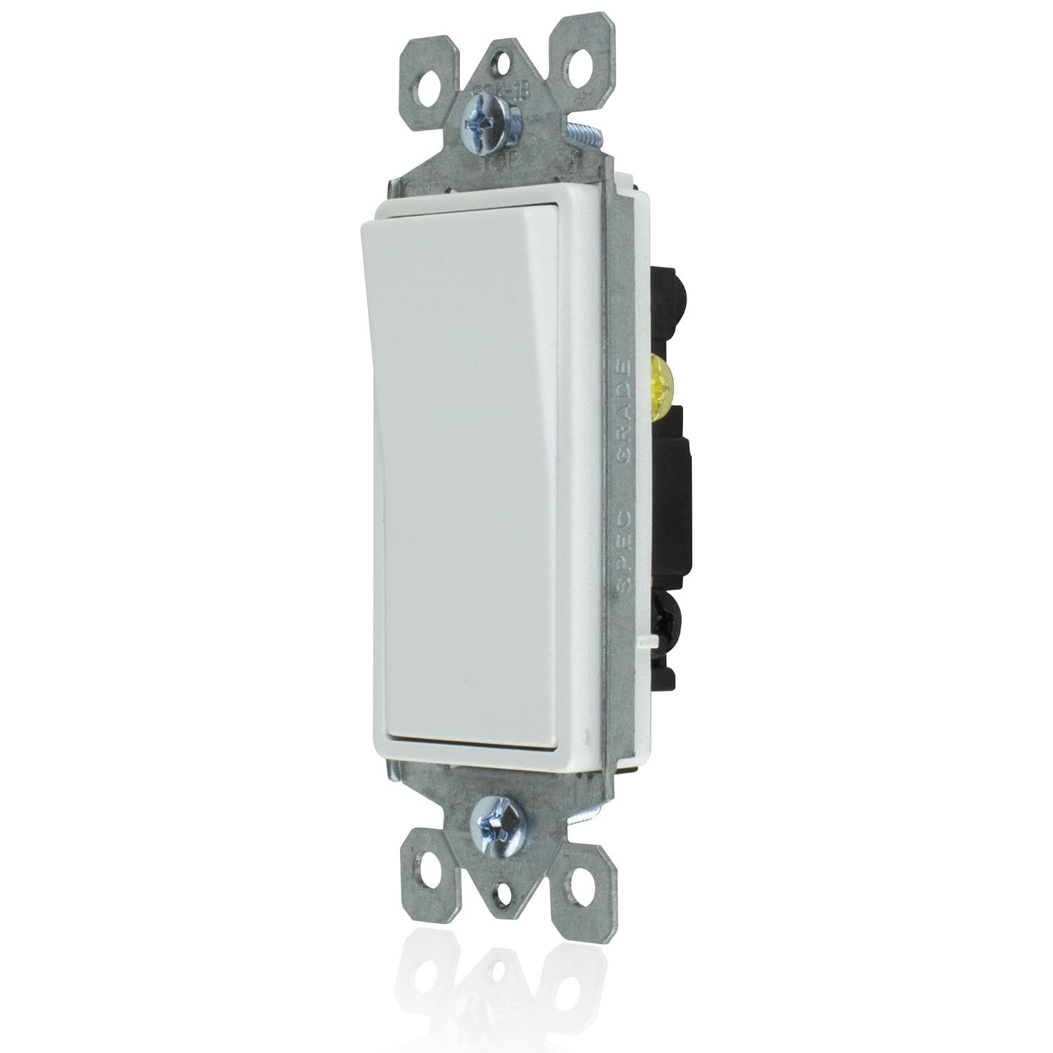 Compact 15A Rocker Switch for 3-Way Lighting, Easy Install, -Certified White