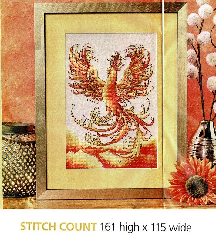 FIRE PHOENIX  CROSS STITCH PATTERN  ONLY  EQ  PQS