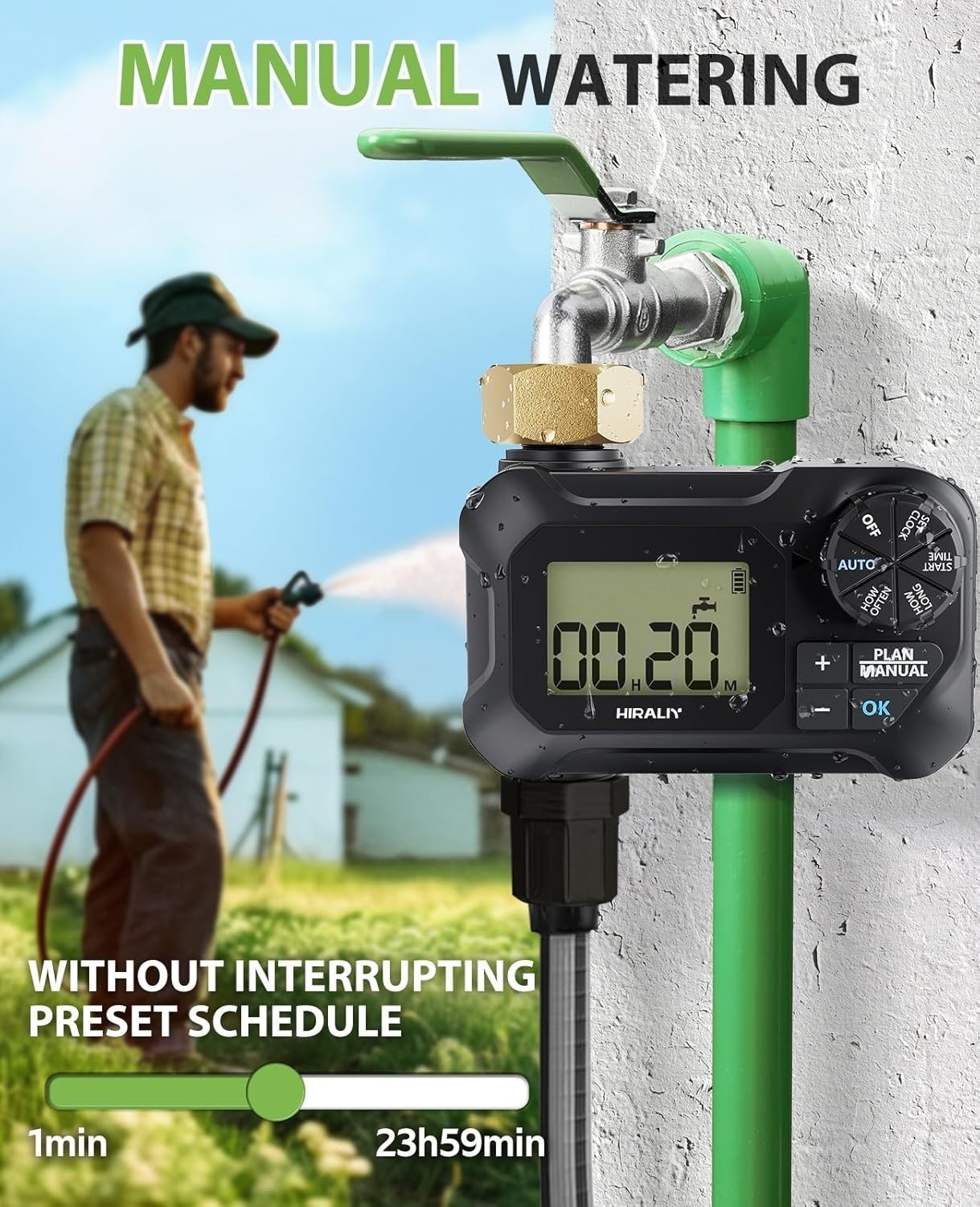 Water Timer for Garden Hose Programmable Outdoor Irrigation System Black