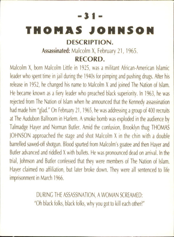 Thomas Johnson Rare Vintage Assassin Trading Card