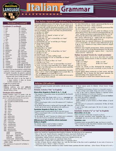 Italian Grammar: A Quickstudy Laminated Language Reference Guide by Delvino: New