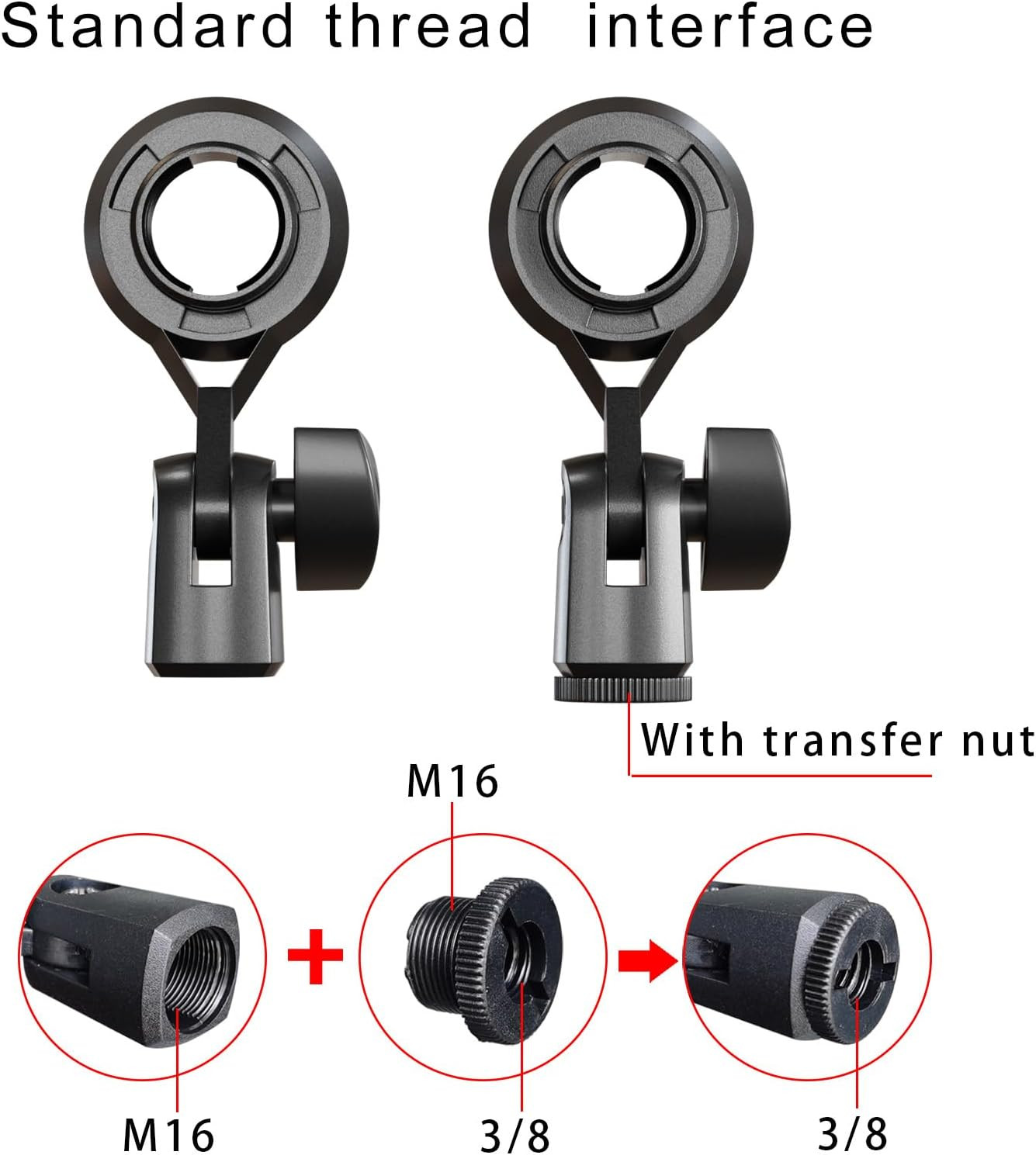 LUORNG Condenser Microphone Holder Standard Interface Thread Compatible