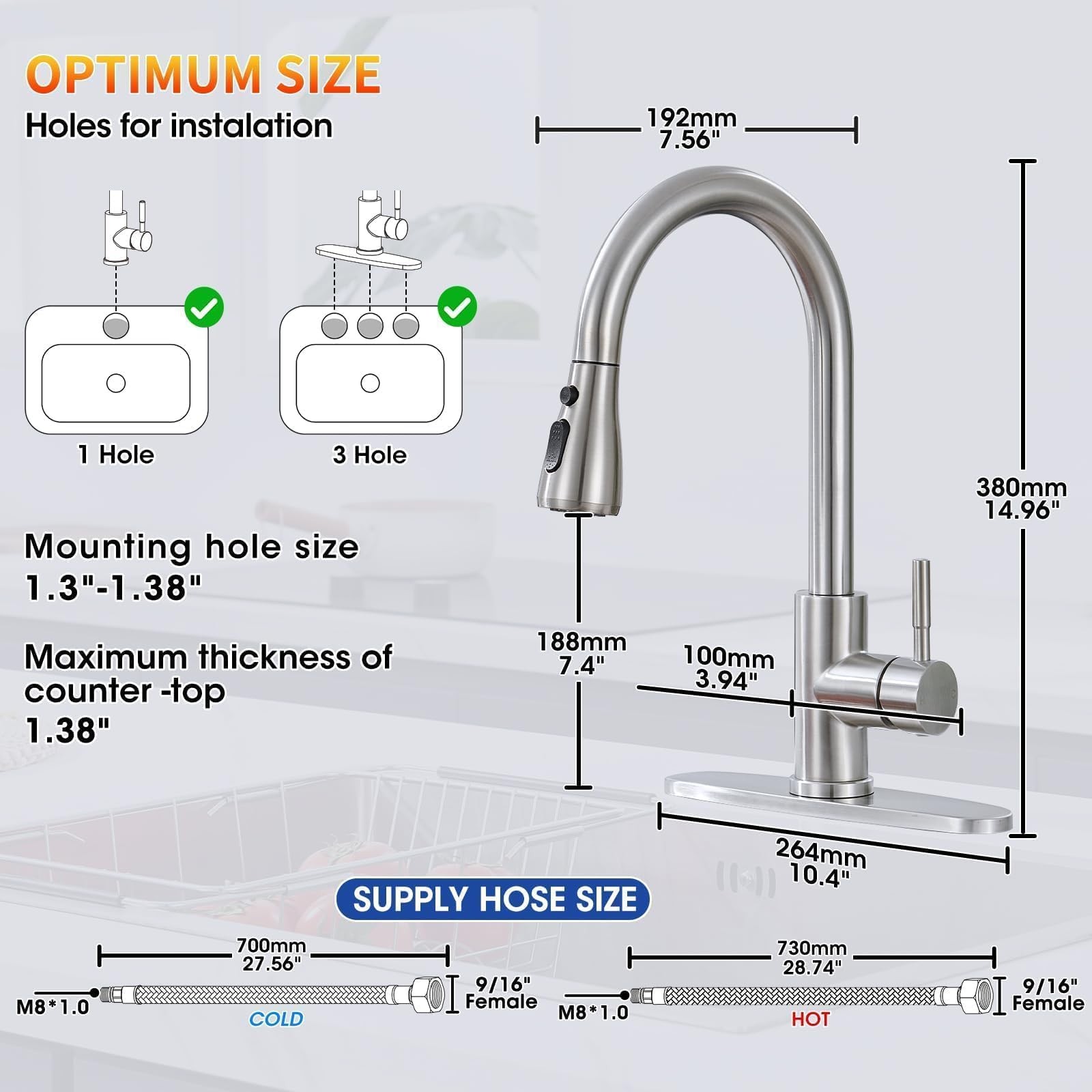 Kitchen Faucets with Pull Down Sprayer, Brushed Nickel High Arc Single Handle...