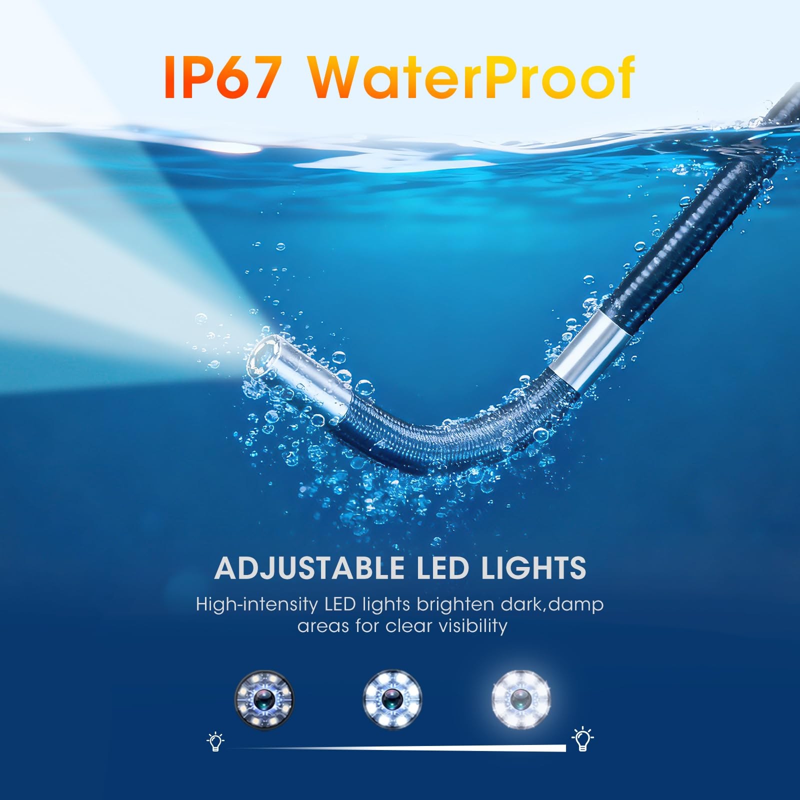 Inspection Camera with Light,1920P HD Industrial Endoscope with 5" IPS Screen...