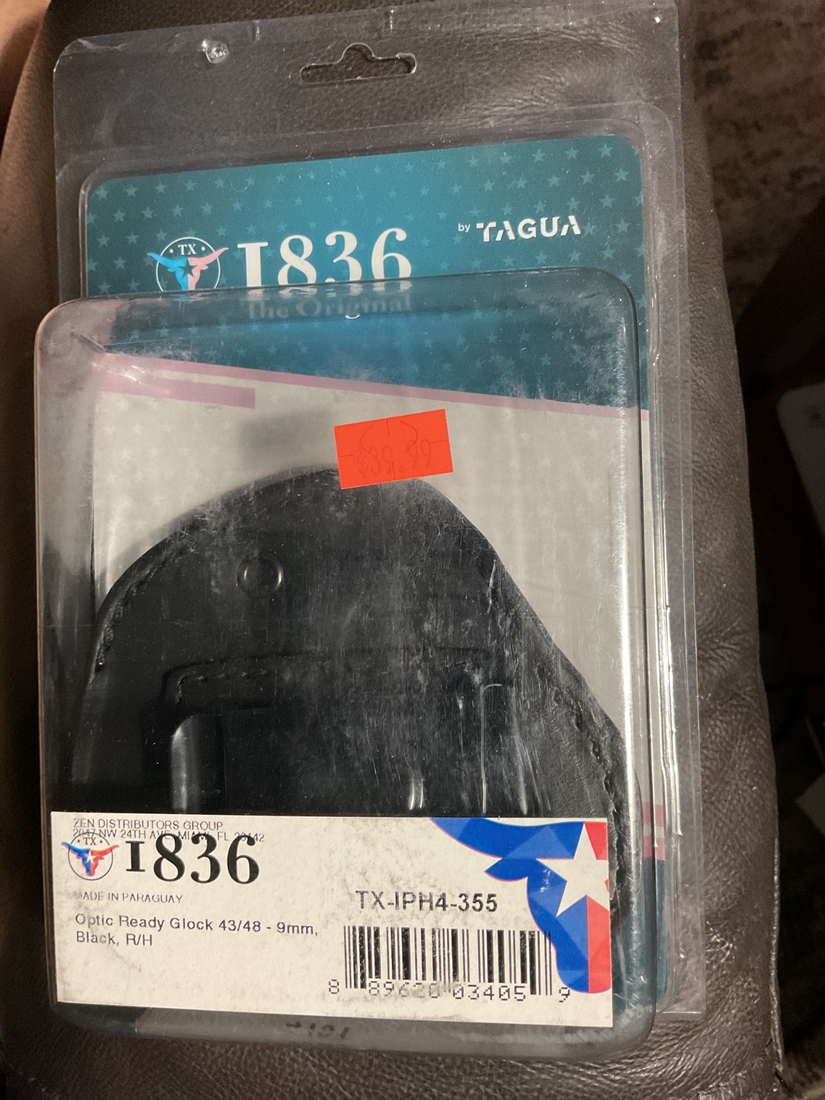 Tagua 1836 Holster TX-IPH4-355 Black Leather OPTIC READY Glock 43 48 9mm RH New