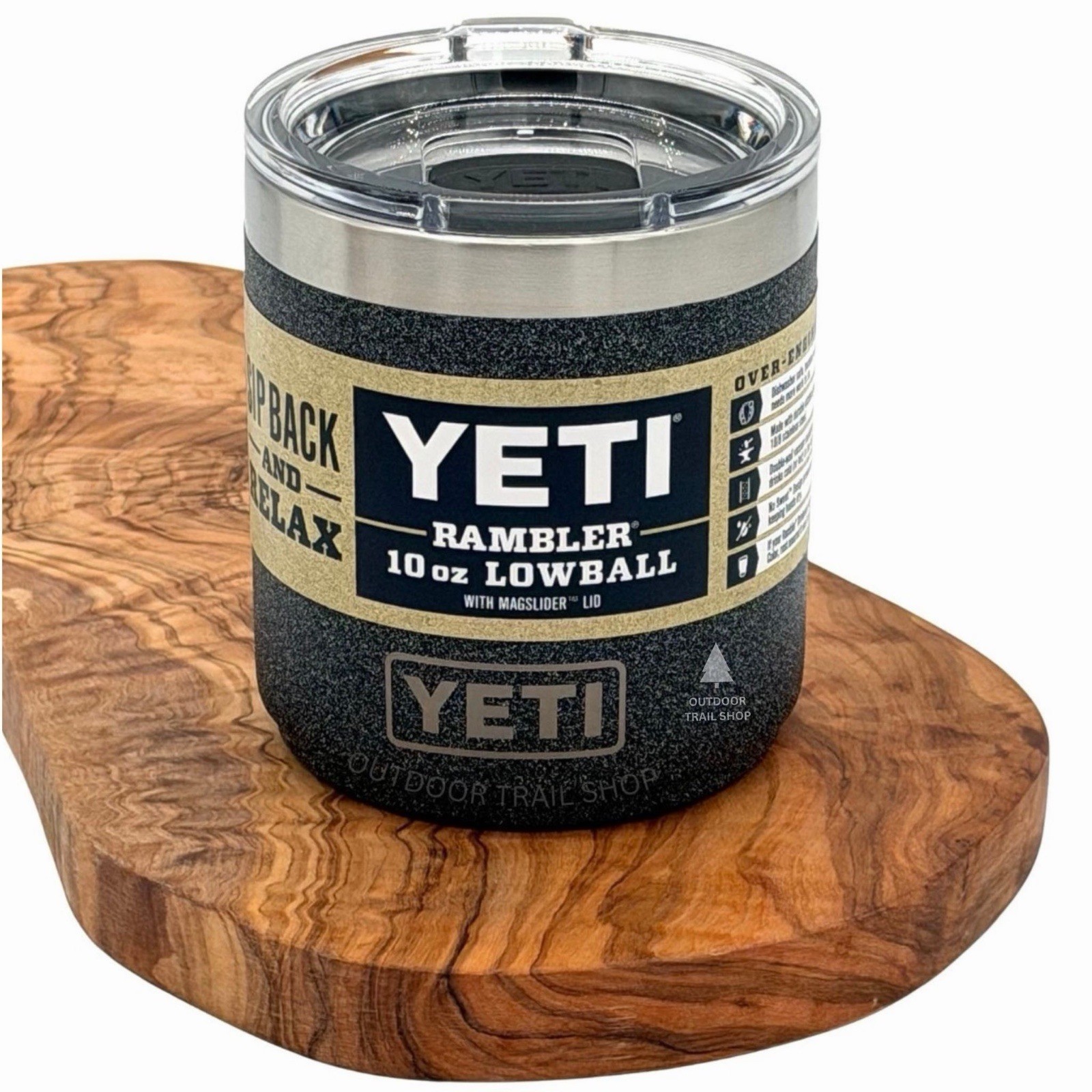 YETI Rambler 10 oz Lowball Black Stone Limited Edition Retired | Stone Texture