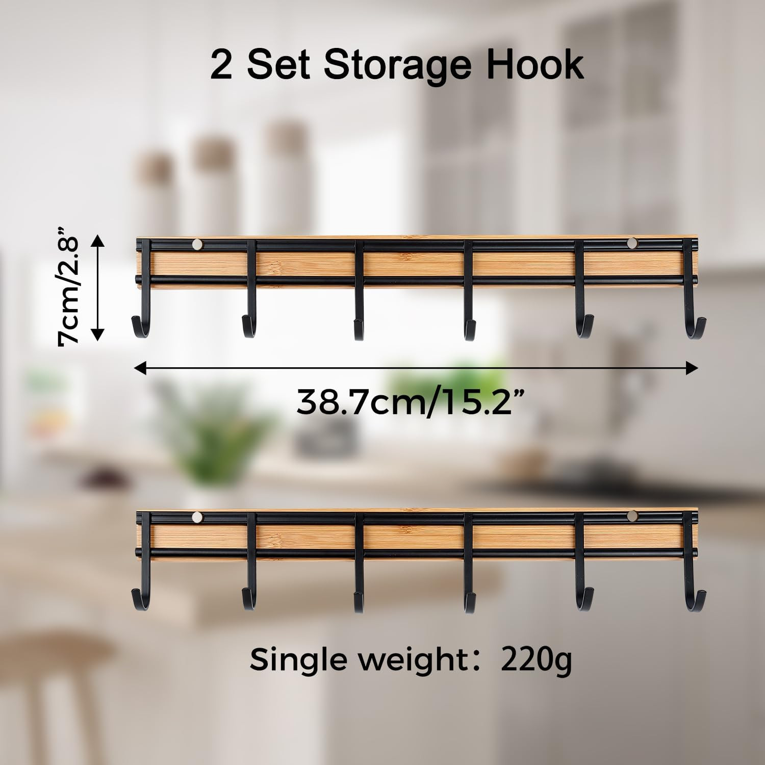 Kitchen Utensil Hanger, 2 Set Wall Mount Kitchen Hooks for Hanging Utensils | 15