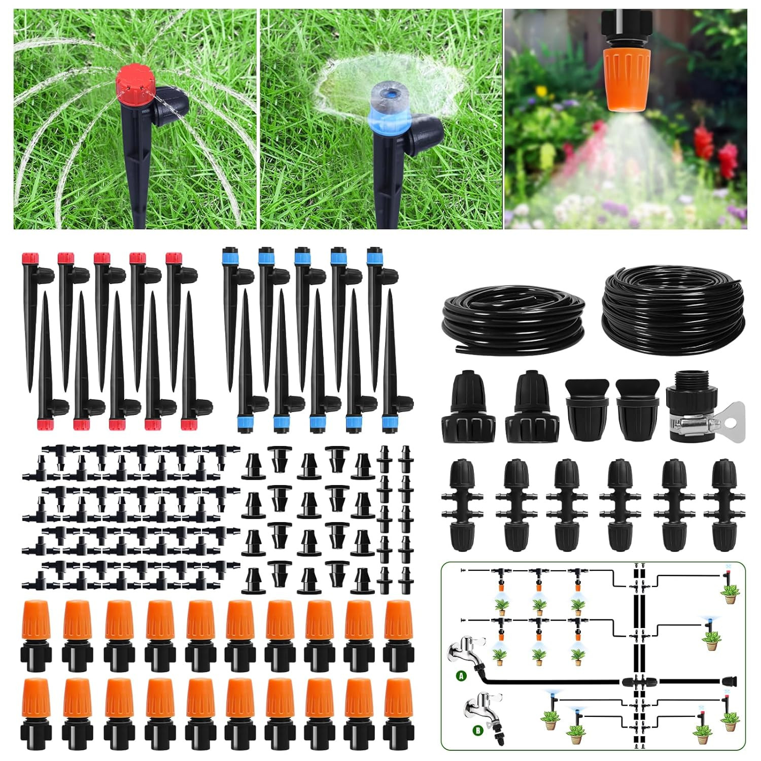 260 FT Drip Irrigation System Kit, Automatic Garden Watering System with 2/5" &