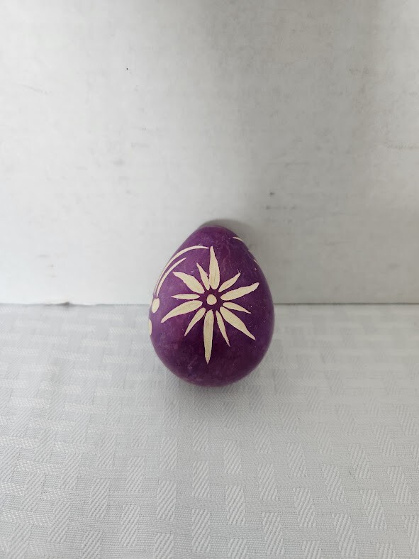 EASTER EGG Purple Dyed Hand Etched Designed-Solid EUC