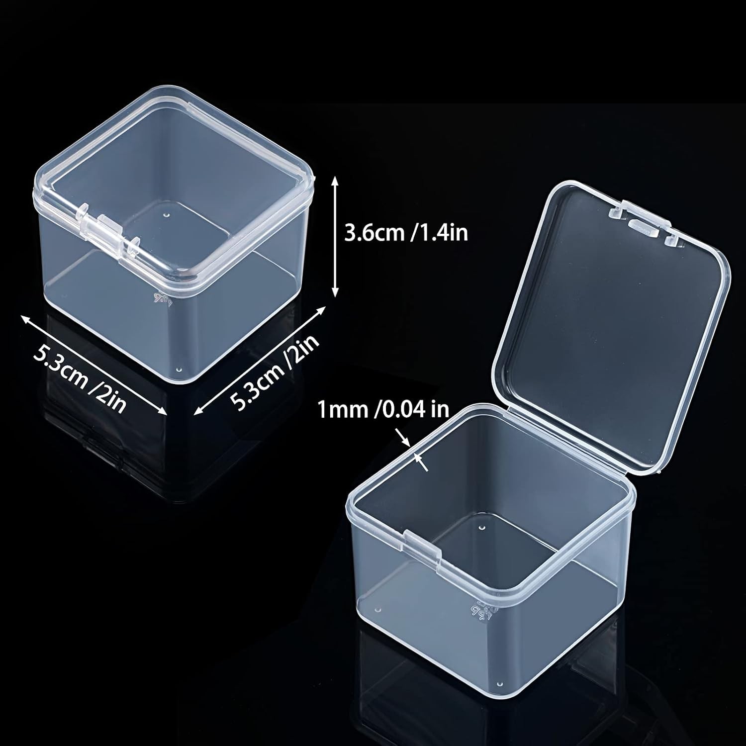 48 Packs Clear Small Plastic Containers Transparent 2 x 2 x 1.4 in,
