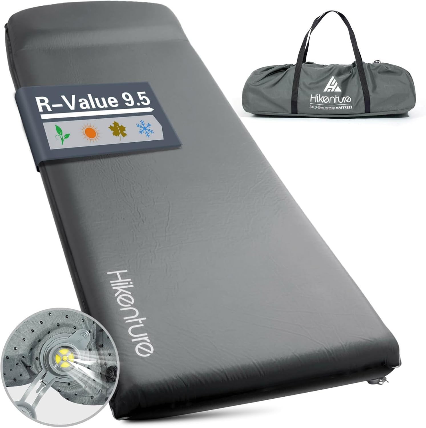 Self Inflating Sleeping Pad Camping 3'' Ultra Thick Camping Pad W/ Pillow 9.5