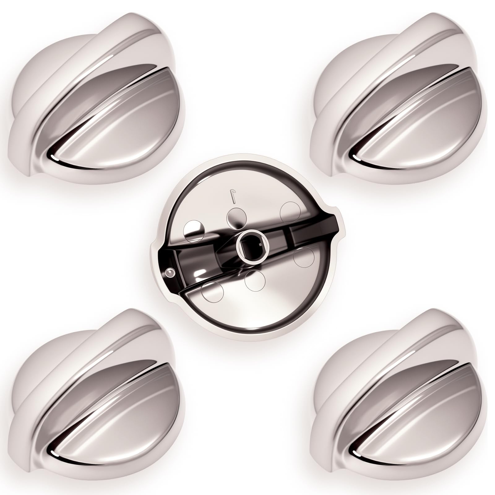 WB03T10284 Oven Knobs 2.0 inch in diameter, 1.0 height, Silver
