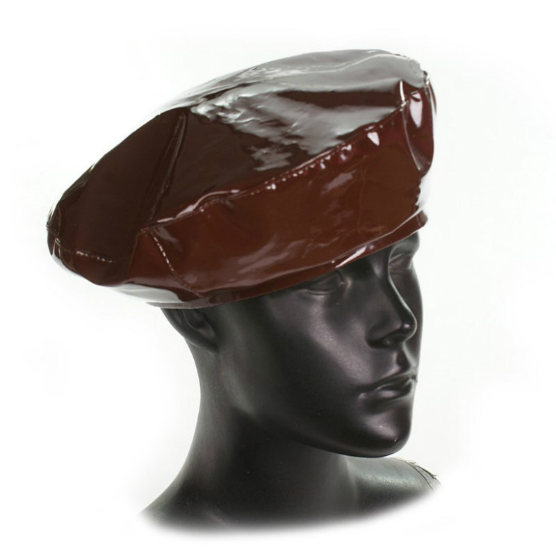 Vintage Women Patent Leather Beanie Beret Military Cap French Flat Hat Faddish