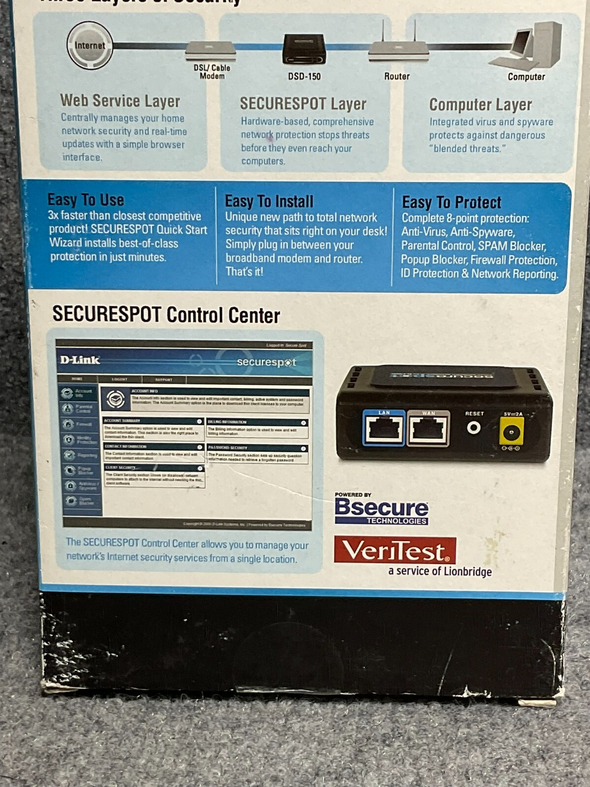 D-Link SecureSpot Internet Security Firewall 4 PC Used