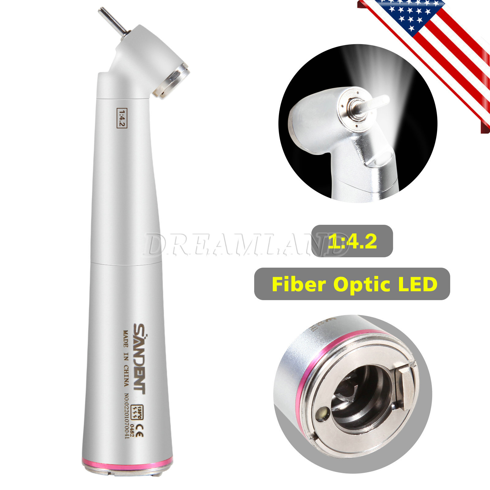 Dental 1:4.2 45° Contra Angle Surgical LED Fiber Optic Handpiece fit NSK Z45L CE