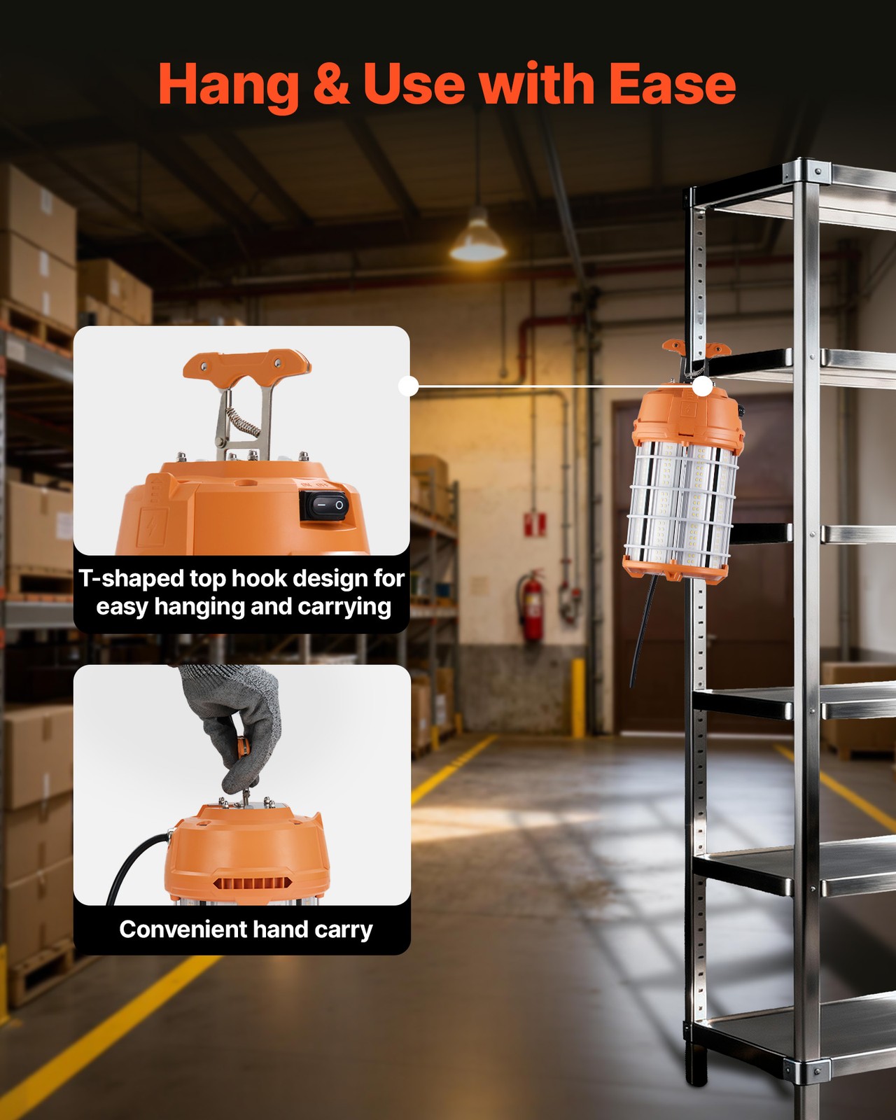 VEVOR LED Temporary Work Light 150W Construction Light 5000K Job Site Lighting
