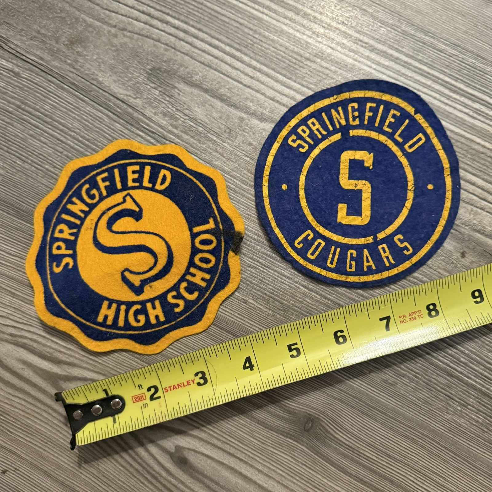 Vintage Springfield High School Felt Patch set of 2