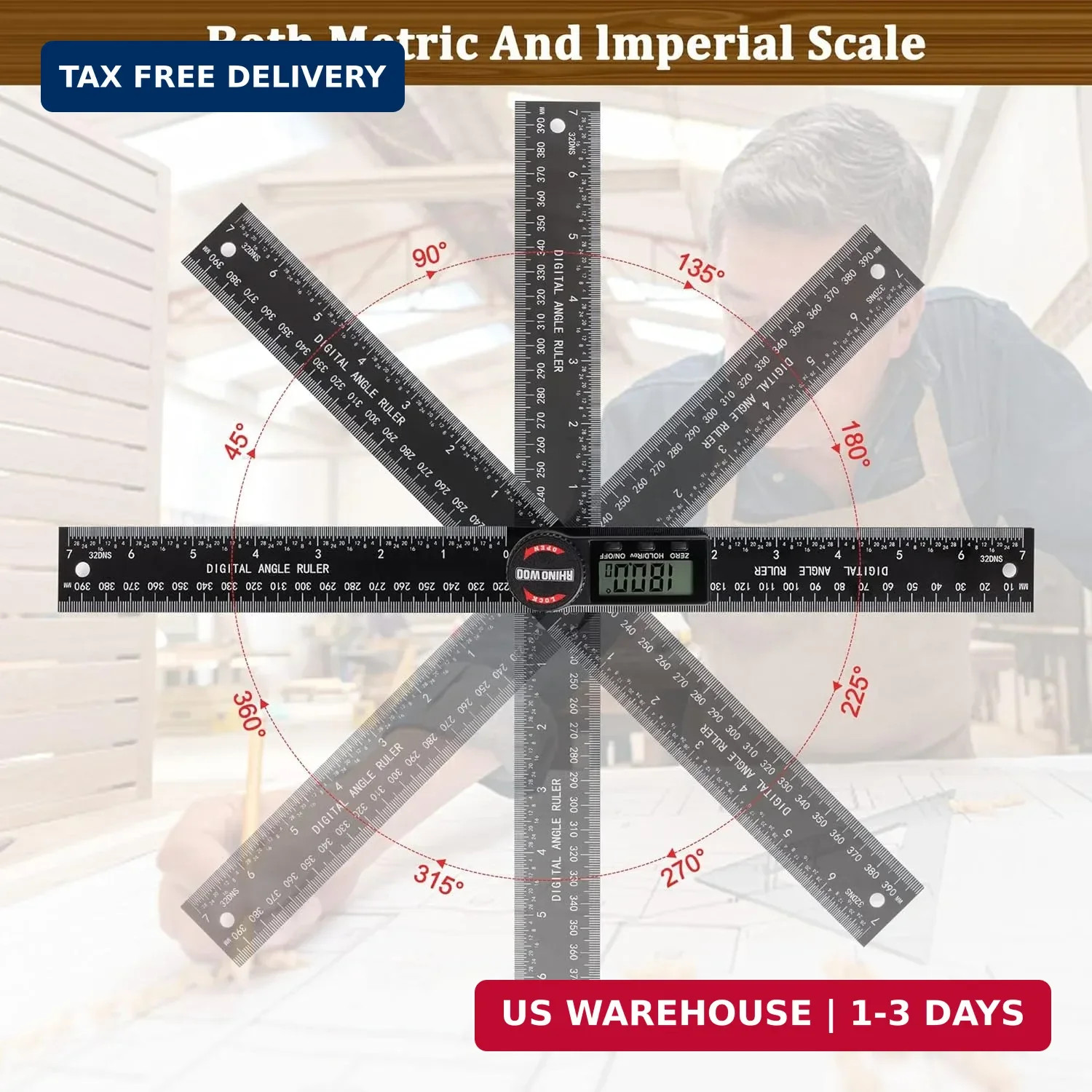 Digital Angle Finder Protractor, Angle Measuring Tool for Woodworking/Carpenter/