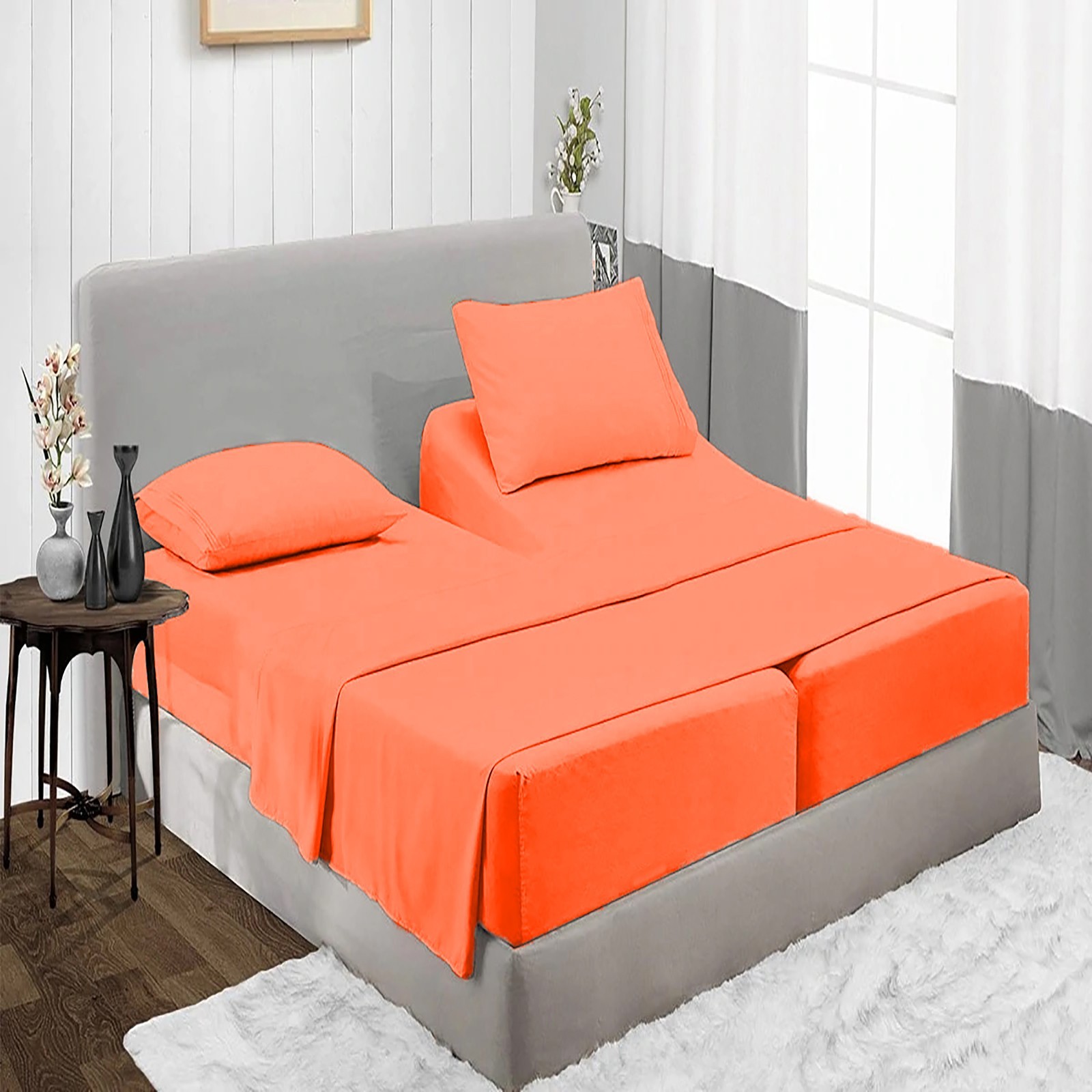 US Choice Bedding Collection 1000 Thread Count Egyptian Cotton Orange Solid