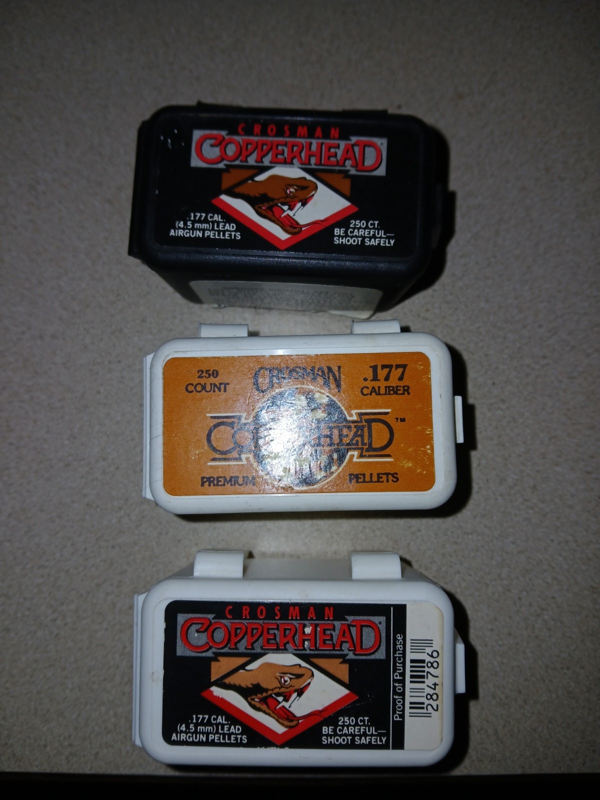 Vintage 3 Crosman Belt packs Copperhead .177  Lead Pellets Airgun FREE SHIP
