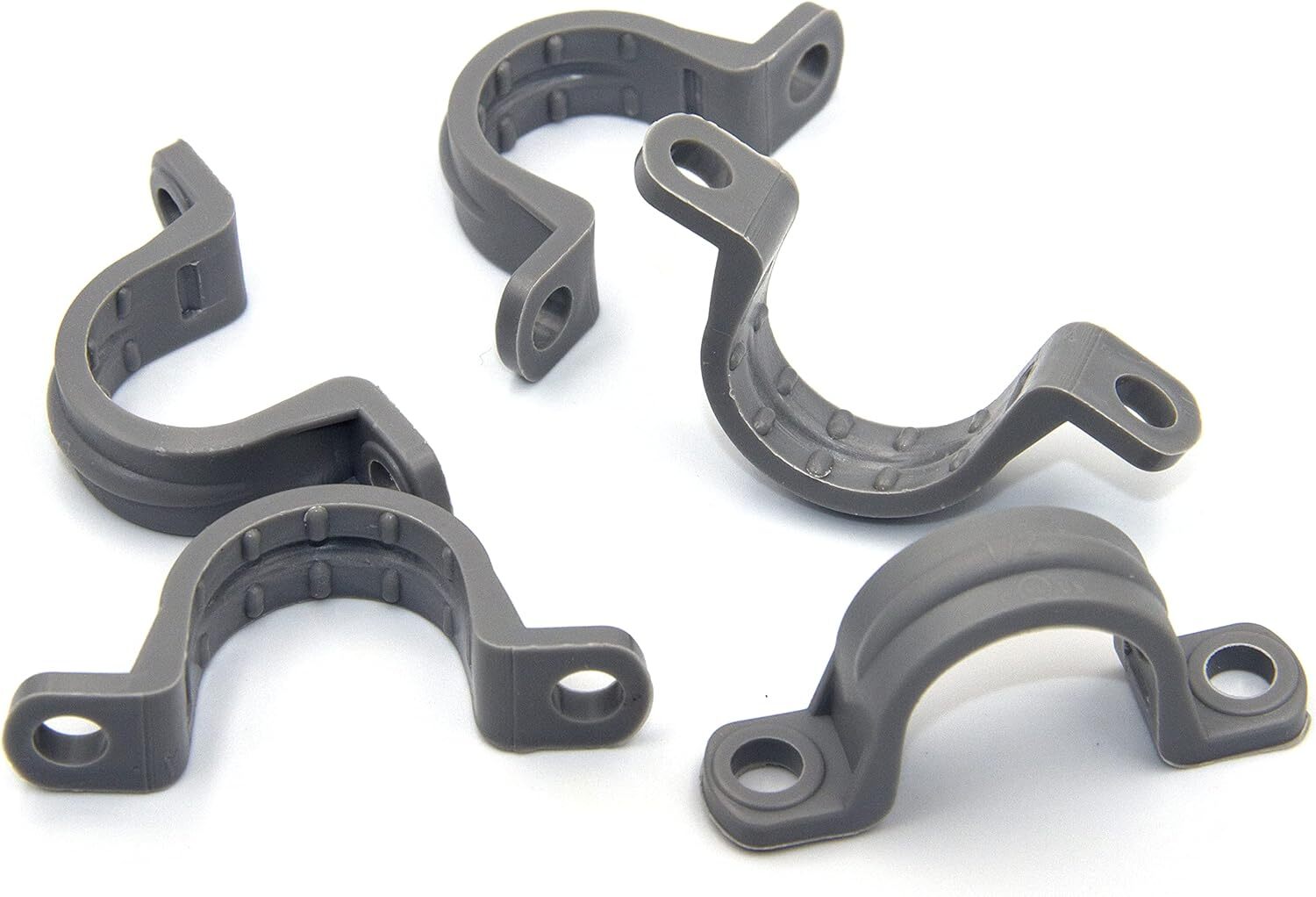 ISPINNER 50pcs 3/4 Inch PVC Pipe Straps, 2 Holes Plastic Inch, Grey