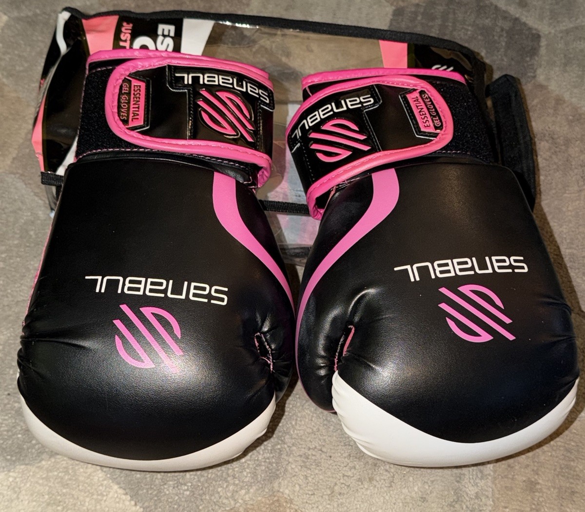 Sanabul Essential Gel Boxing Gloves 12 oz Pink Black Leather MMA Kickboxing VGUC