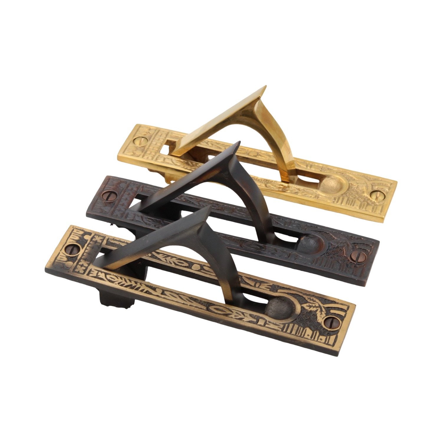 Solid Brass Victorian Pocket Door Pull - 3 Finish Choices