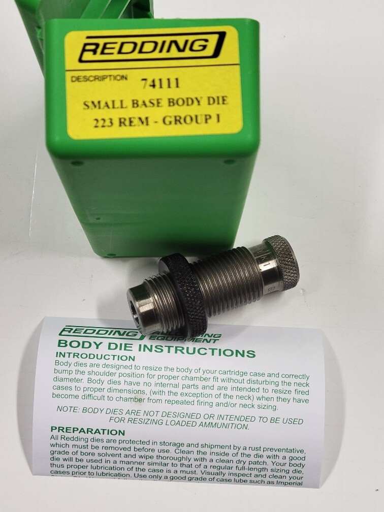 74111 REDDING SMALL BASE BODY SIZING DIE - 223 REMINGTON - 5.56 x 45 - BRAND NEW