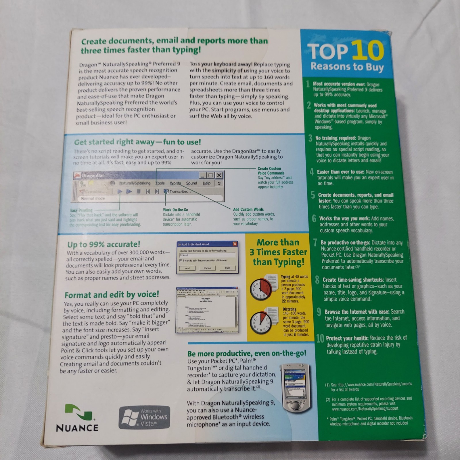 Dragon NaturallySpeaking 9 Preferred Speech Recognition Software PC Complete NOB