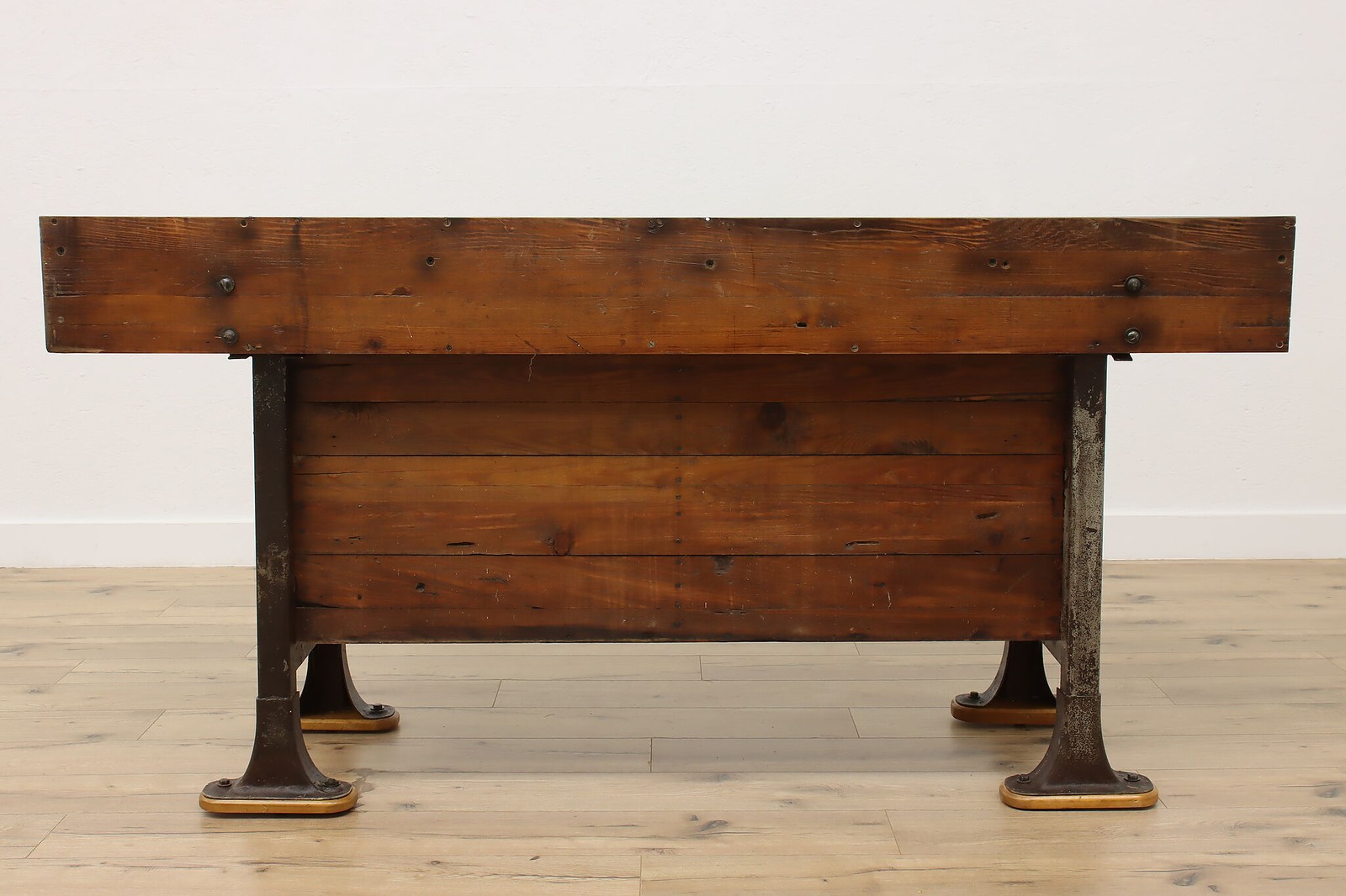 Industrial Antique Elm Workbench Wine Table Kitchen Island #55902