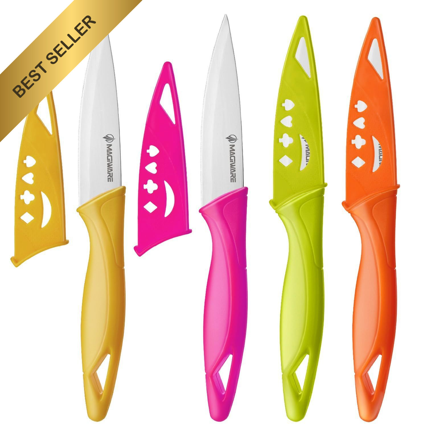 Magiware Paring Knife Set Kitchen Fruit Vegetable Cutlery Cover 8 Piece 3.5 Inch