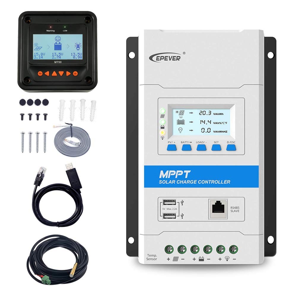 Epever 20A Mppt Solar Charge Controller 12V/24V Auto Solar Panel Charge